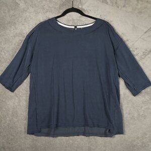 Regenbogen Charcoal Grey Exposed Seam Slouchy Modal Blend Top Lagenlook Large